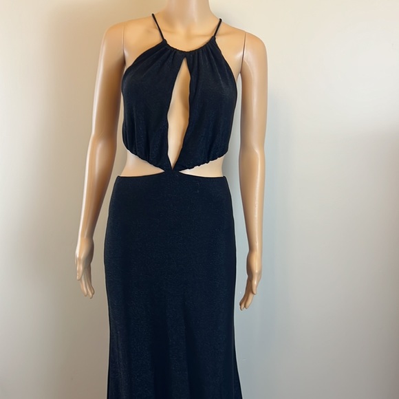 Misha Collection Black Angel Cut-Out Midi Halter Dress - Picture 6 of 10